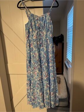 Grace Karin Light Blue Floral Spaghetti-Strap dress